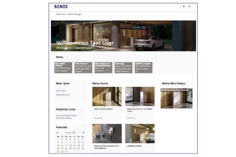 Blick auf das Dashboard der Weiterbildungsplattform Senec Academy.